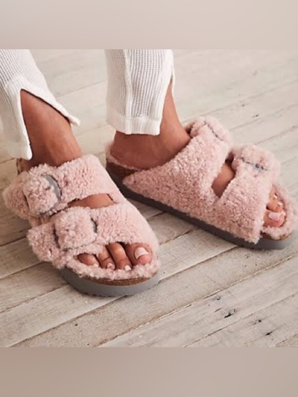 Birkenstock Papillio Big Buckle Teddy Sandals EU 40 Women 9-9.5 Crystal Rose